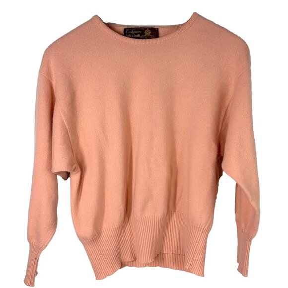 Lyle & Scott 100% Cashmere Sweater Women’s M Peach Pullover Scotland Vintage - Picture 1 of 7